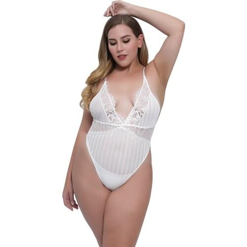 Women Sexy Lingerie Set Hot Erotic Transparent Floral Lace Underwear for Women Bodysuit Babydolls Plus Size Black White