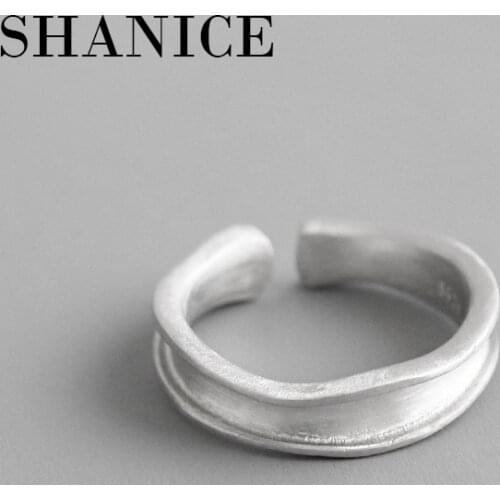 SHANICE INS 925 Sterling Silver Open Ring Finger Rings For Women Irregular surface Matte Drawing Ladies Ring Fashion Jewelry