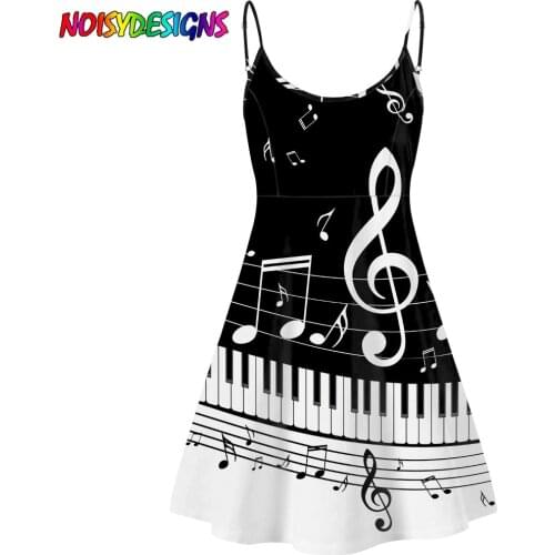 NOISYDESIGNS Piano Music Notes Print Dress Women Sexy Dress Spaghetti Strap Bodycon Dresses 2021 Women Dresses Kobieta Sukienka