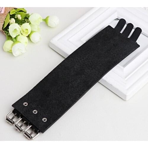 New 1PC Wide Faux Leather Buckle Wristband Bracelet Punk Rock