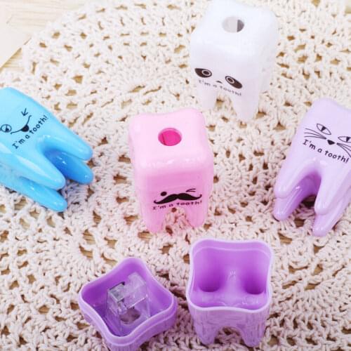 1 pcs Cute Kawaii Lovely Plastic Teeth Pencil Sharpener Creative Stationery For Kids Stationery