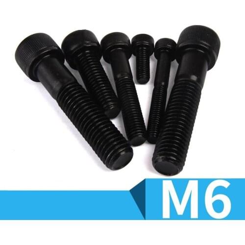 10pcs M6 Full Thread 10-30mm Grade 12.9 Carbon Steel Hex Socket Head Cap Screws