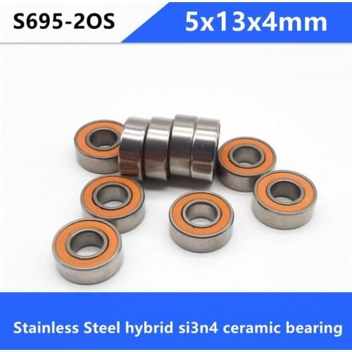 10pcs S695-2RS S695 2RS 5x13x4 mm Stainless Steel hybrid si3n4 ceramic bearing fishing reel 5*13*4 695RS 695