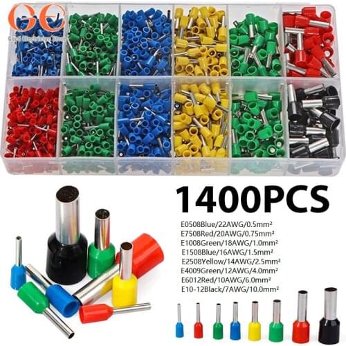 1400PCS Insulated Cord Terminal Wire End Ferrule Wire Terminals Connector electrical connector butt connector crimp