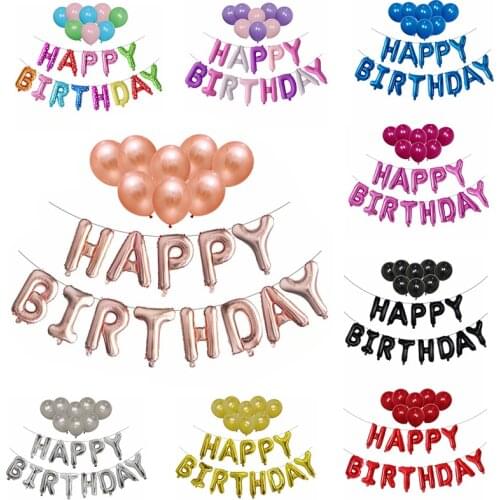 21pcs/lot Letters HAPPY BIRTHDAY Foil Balloons Happy Birthday Party Decoration Kids Alphabet Latex Balloons Baby Shower Supplies