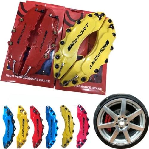 4 Or 2 Pcs ABS Plastic Disc Brake Caliper Cover With Black Sport Sticker Logo For Wheel R17 R18 R19 Front Rear Free Shipping