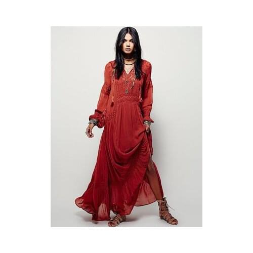 Bohemian Solid Color Tassel Embroidered Dress