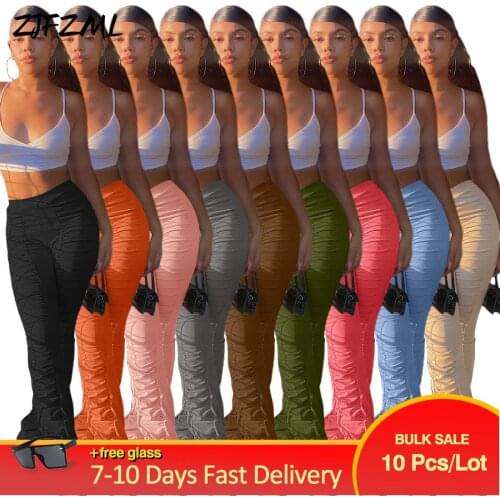 Bulk Items Wholesale Lots Womens Stacked Jogger Sweatpant Pant Fall Clothing 2021 Active Wear Running Sportswear Casual Trouser