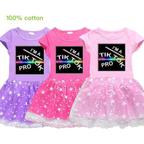 TIK TOK Girl Dress Baby Pink Party Princess Dress For Baby Newborn Clothes kids dresses for girls Pattern
