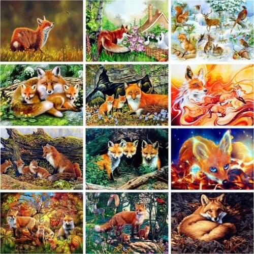 EverShine 5D DIY Diamond Painting Full Square Fox Cross Stitch Diamond Embroidery Animals Bead Picture Kits Wall Decoration