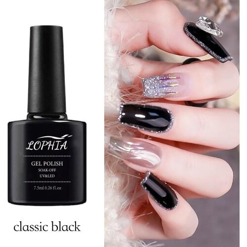 LOPHIA 7.5ml gel nail polish Classic Black White Color fast shipping Cosmetics Nail Art Manicure gel top and base coat