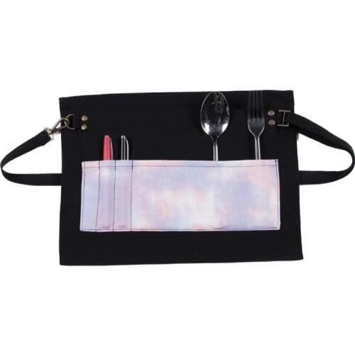 Personalized Design tie-dye Canvas Half-waist Apron With Pockets Anti-dirty Unisex Barista Barber Manicure Gardening