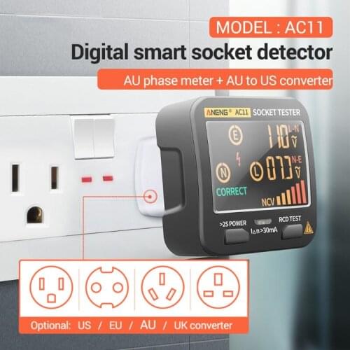 Smart Digital Socket Tester AC11 Voltage Meters Voltage Test Leakage Detector Ground Zero Line Phase Checker Circuit Detector
