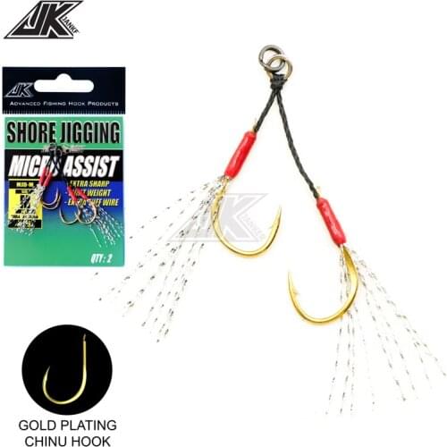 JK 3packs 65LB Fishing Jig hooks Micro Chinu Doutuki Assist Hook Carp Light Tinsel Sea Fishing hook Tackle Fishhooks Fish