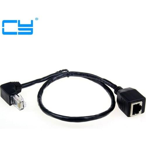 Down Angled 90 Degree 8P8C FTP STP UTP Cat 5e Male to Female Lan Ethernet Network Extension Cable 50cm ,Free shipping