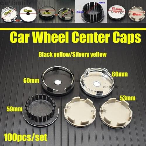 100x Car Wheel Center Caps Car Emblem Black yellow for Cruze Malibu Captiva Lanos Orlando Captiva Lacetti Aveo Niva 59mm 60mm