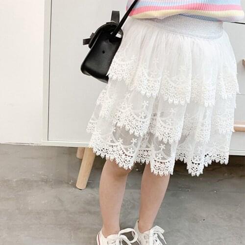 Girls Lace Skirt White Cake Skirt 2020 Spring Girls Clothes Fashion Princess Baby Girls Ball Gown Skirt RT846