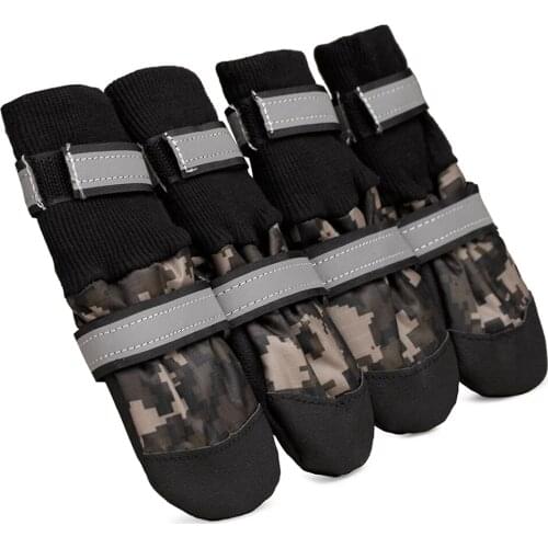 Lightweight Paw Protector Dog Boots Soft Non-Slip Leather Sole Waterproof Big Dog Shoes Designed for Comfort and warm in 4 Sizes