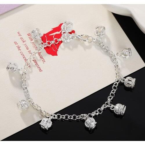 Hot classic crown chain fashion 925 sterling silver Bracelet for woman fine luxury jewelry Wedding party Popular Christmas gift