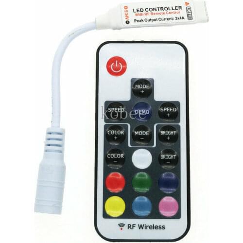 Mini Led RGB Remote Controller DC5-24V 17key RF Wireless Controller with 4pin female DC For 5050 12A RGB Led Strip Tape Lighting