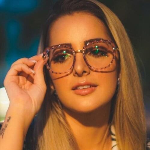 Fashion New Anti Blue Light Gaming Goggles Transparent Lens Women Optics Eyewear PC Frame Round Purple Pink Eyeglasses Reading