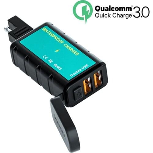 Motorcycle Square Dual USB Fast Charger With Button Switch Automobile Integrated SAE Jack Adapter Socket Auto Accessories