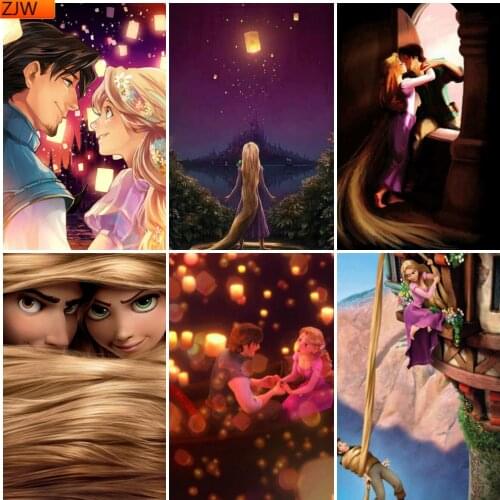 Disney 5D DIY Diamond Painting Tangled Rapunzel Full Circle Diamond Embroidery Kit Exquisite Home Artifact Decoration Gift