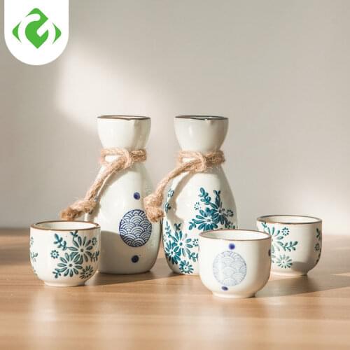 Chinese style mini wine set ceramic hip flask wine glass white wine drink