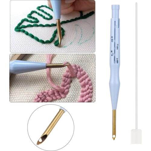 Adjustable Punch Needle Felting Threader Set Sewing Punch Needle Embroidery Accessory Rug Yarn Needle Embroidery Pen