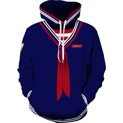 New Cosplay Stranger Things 3 Steve Harrington Costumes 3D Printing Cotton Hoodies Sweatshirt Sportswear Pullover Top Sweater