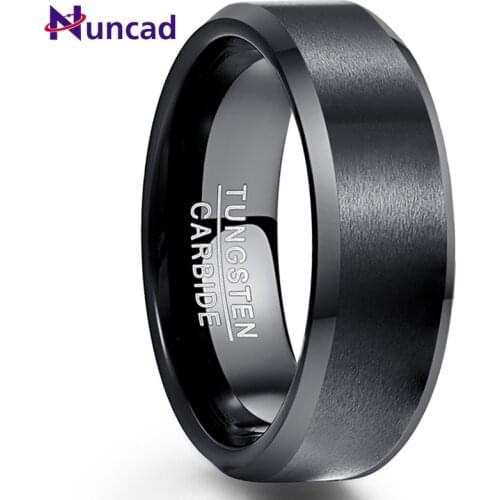 Nuncad US size 8MM hot sell Tungsten Carbide Ring Engagement Jewelry Ring Bague Homme Classic Black Matte Surface Tungsten Steel
