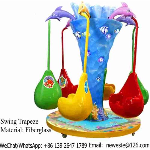 Children Amusement Park Equipment 6 Seats Rotation Carousels Swing Trapeze Toy For Kids