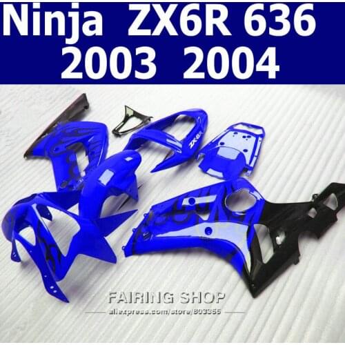 Blue painted Fairings For Kawasaki Ninja zx6r 03 04 2003 2004 Injection Fairing kit ( 100%fit ) k14