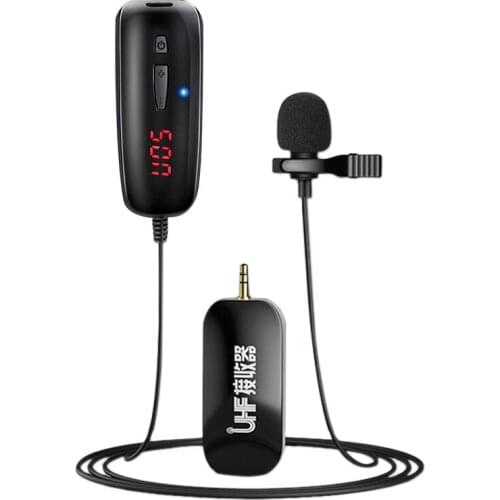 Lavalier Lapel Microphone,UHF Omnidirectional Recording Mic with Clip-On, Beltpack Transmitter for Interview Etc