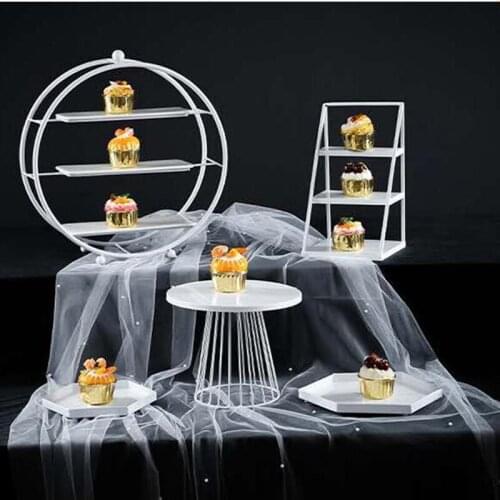 Multi-scene suitable for metal cake topper rack load-bearing strong tea break fruit plate seat dessert display stand