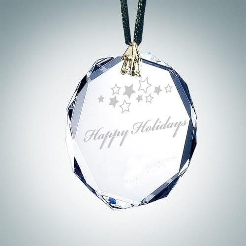 Clear 60mm Custom Circle Crystal Xmax Ornament Glass Drop Party Festival Favors Christmas Decoration Accessory