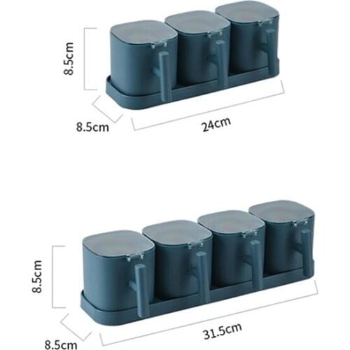 Clear Seasoning Rack Spice Pots 3/4 Piece Seasoning Box Set Seasoning Containers With Lids And Spoon JW