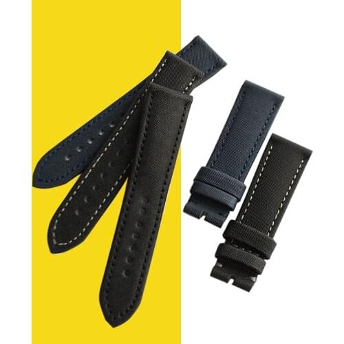 Genuine leather watchband nylon wristwatches band 23mm watch strap stitched wristwatches band for Blancpain FIFTY FATHOMS