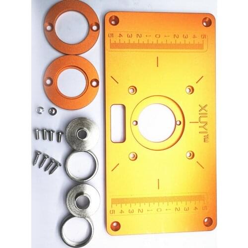Aluminium Alloy Router Table Insert Plate Flip Plate Guide Table with Bushing Screw Router Insert Ring Woodworking Trimmer Tool