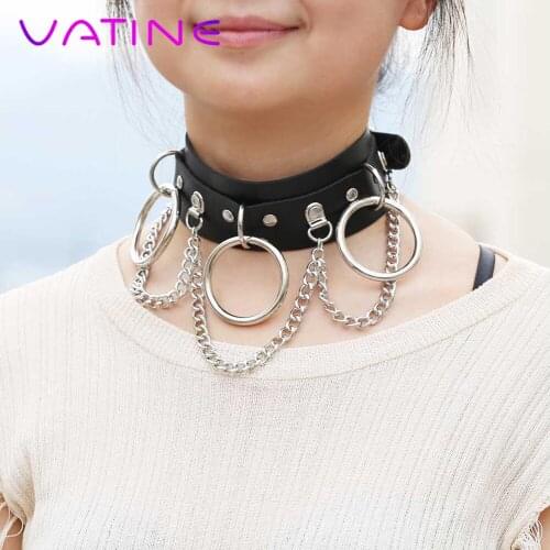 VATINE Roleplay Slave Restraints for Women SM Bondage Spike Rivet Buckle Collar Adjustable Sex Toys for Couples Adult Games