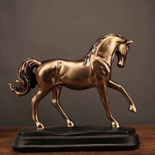 VINTAGE RESIN GOLD HORSE STATUES FIGURINES ORNAMENTS HORSE SCULPTURE CRAFTS HOME OFFICE DECORATION ACCESSORIES WEDDING GIFTS