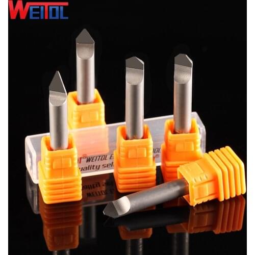 Weitol free shipping 5A 1pcs 6mm diamond engraving bits PCD tools CNC router bits for marble, granite CNC stone carving cutter