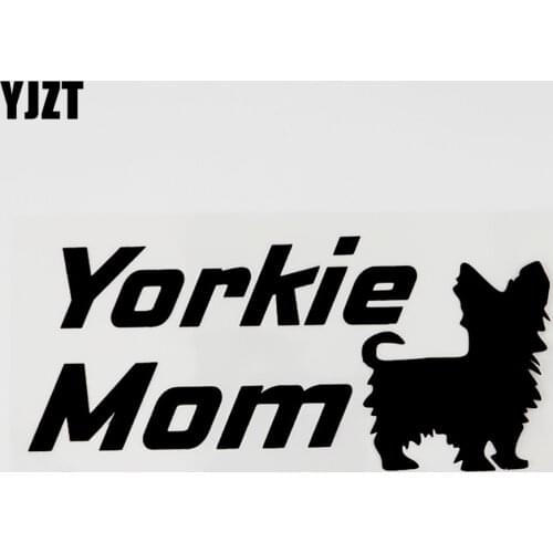 YJZT 16.5CM×7.5CM Animal Yorkie Mom Vinyl Car Sticker Decal Black/Silver Car-styling 13F-0027
