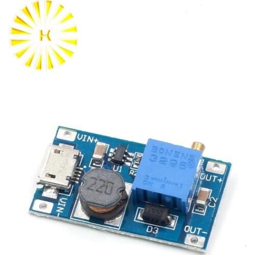 1pcs 2A boost board DC-DC boost module Wide voltage input 2 24V L 5912 28V adjustable 2577 Connector