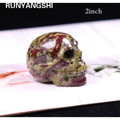 1PC Natural Stone Carved Crystal Skull Ornaments Dragon blood stone Crystal Quartz Crafts Handmade Figurine Home Decoration