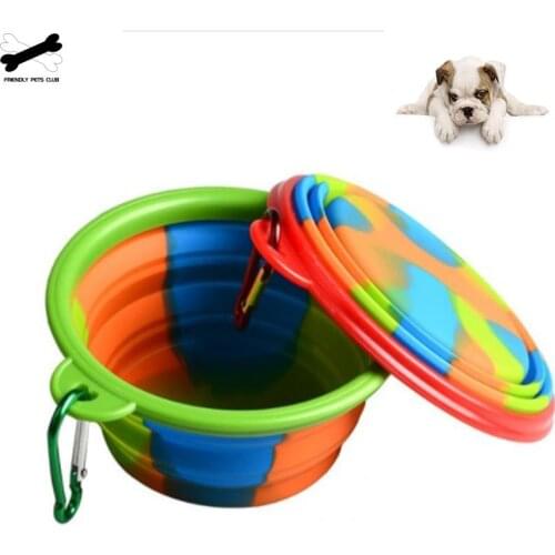 1Pcs Portable Travel Bowl Dog Feeder Water Food Container Silicone Small Mudium Dog Pet Accessories Folding Dog Bowl Outfit