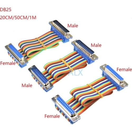 1PCS 20CM 50CM 1M DB25 MALE to FEMALE/MALE TO MALE/FEMALE TO FEMALE CABLE D-Sub serial port connector adapter Extension Cable