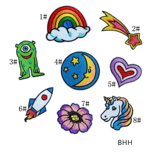 1 pcs Badges Embroidered Iron On Patches Clothing Accessories Bag Hat shoe Repair Appliques Phone Decor Diy