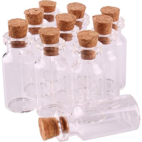 100pcs 16*35*7mm 2ml Mini Glass Wishing Bottles Tiny Jars Vials With Cork Stopper wedding gift