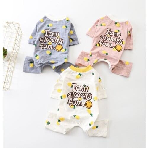 2018 Pet Dog Clothes Pineapple Printing Cotton Spring Clothes for Dogs Summer Soft Breathable Jumpsuit for Cat Small Dogs S-XXL
